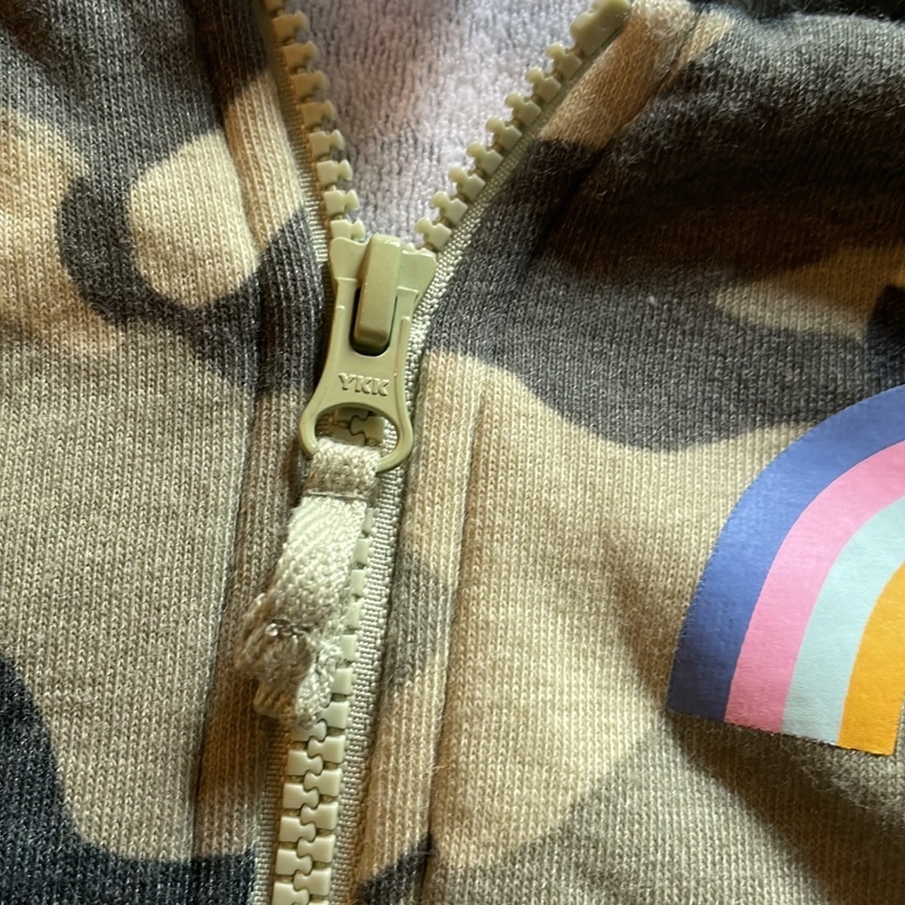 Wonder Nation Long Sleeve Green Camo Zip Up Hoodie RainBow Detail - Picture 4 of 7